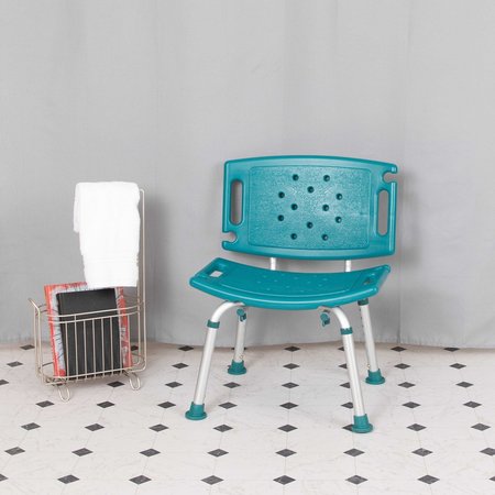 Flash Furniture 15" L, Plastic, Teal Bath & Shower Chair DC-HY3501L-TL-GG